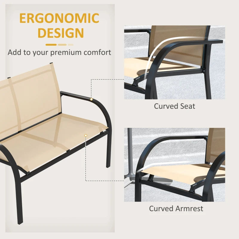 Four-Piece Curved Steel Garden Dining Set in Beige and Grey for Outdoor Relaxation