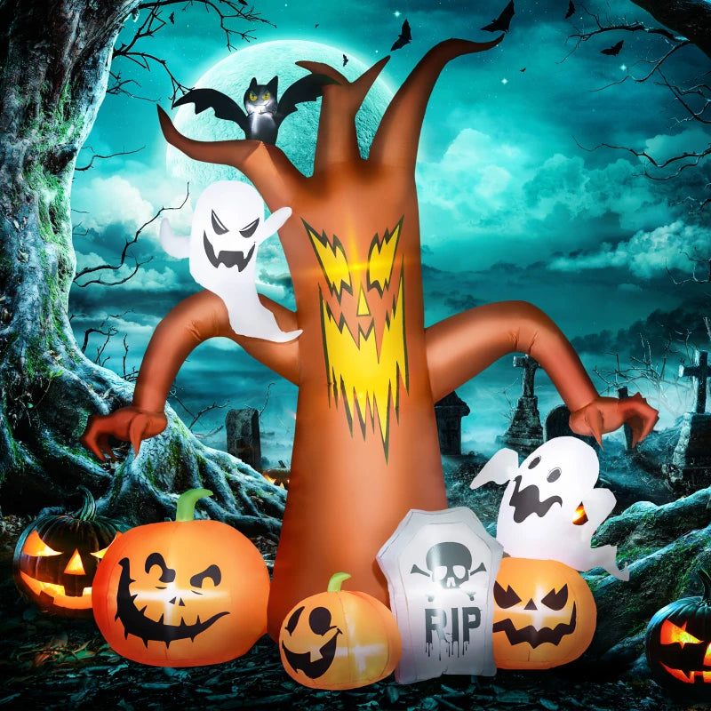 7.9ft Light-Up Halloween Inflatable Tree - Spooky Outdoor Decoration for Halloween Parties and Yard Displays