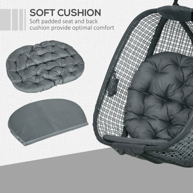 Dark Grey Padded Egg Swing Chair with Cup Holder