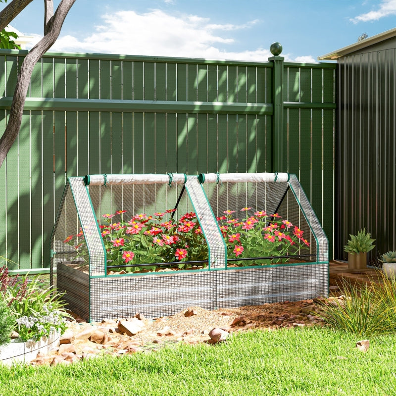 Metal Planter Box with Greenhouse Cover for Herbs