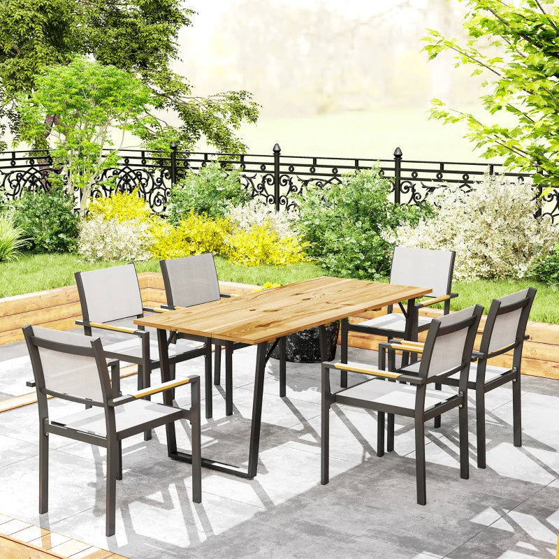 Large Outdoor Dining Table for 6 - 175x80 cm Fir Wood with Parasol Hole, Brown