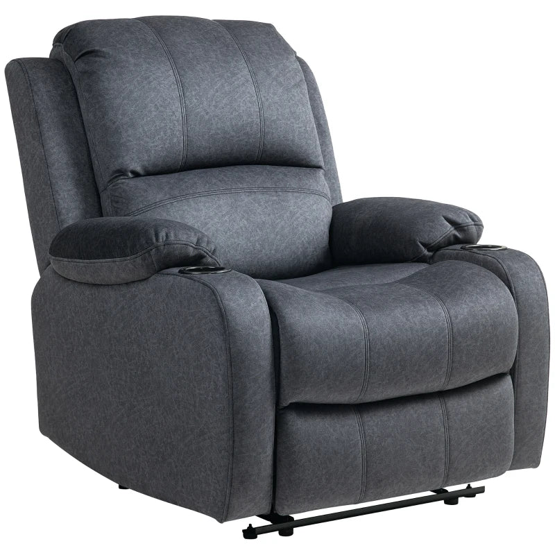 Black Microfibre Manual Reclining Armchair with Footrest for Ultimate Comfort and Relaxation