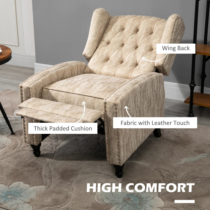 Chesterfield-Style Reclining Armchair in Beige for Ultimate Comfort and Style