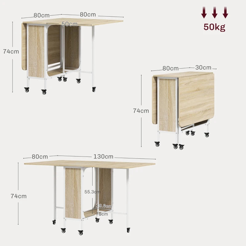Unique Six-Person Drop Leaf Dining Table - Stylish Natural Wood & White Finish for Modern Dining Spaces