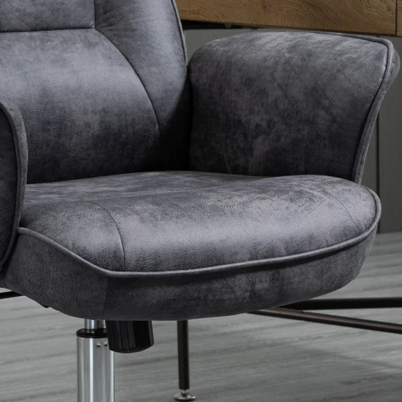 Vinsetto Charcoal Grey Swivel Office Chair - Mid Back Desk Chair for Home Study & Bedroom Comfort