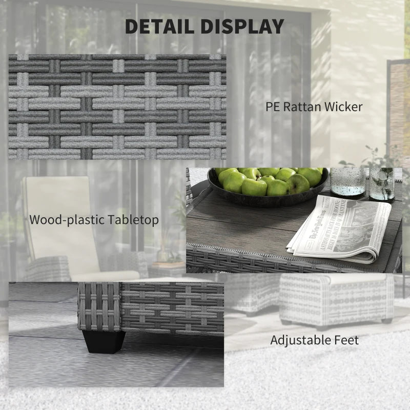 5-Piece Grey Rattan Garden Furniture Set with Cushions for Outdoor Relaxation