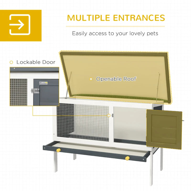 Wooden Rabbit Hutch for Small Animals Outdoor Bunny Cage with Openable Asphalt Roof 90 x 45 x 65 cm