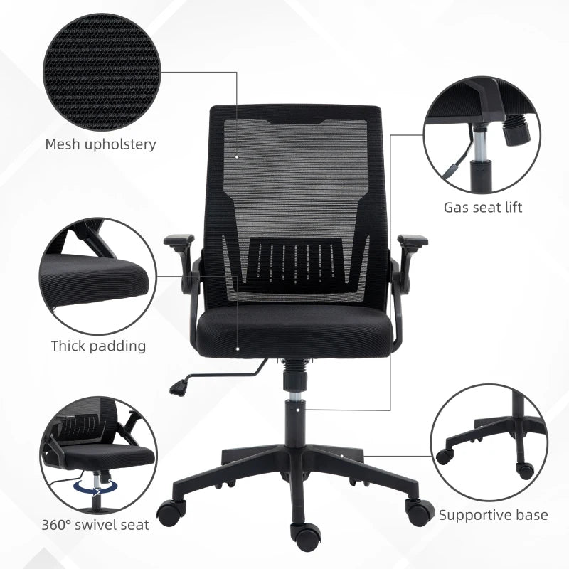 Vinsetto Ergonomic Office Chair with Lumbar Support - Stylish Black Design for Comfort and Productivity