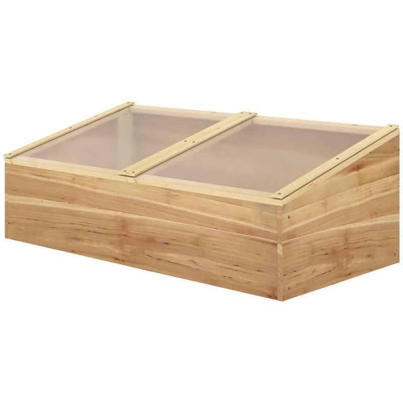 Green Wooden Garden Cold Frame with Openable Top Covers, 100 x 50 x 36 cm