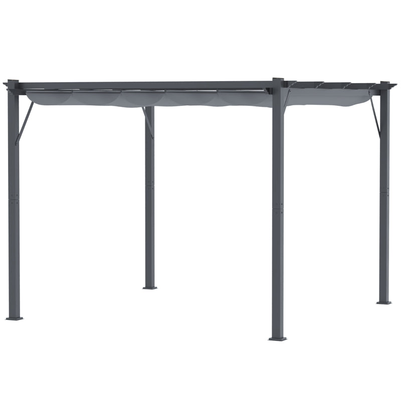 3 x 3 m Grey Aluminum Gazebo with Retractable Roof