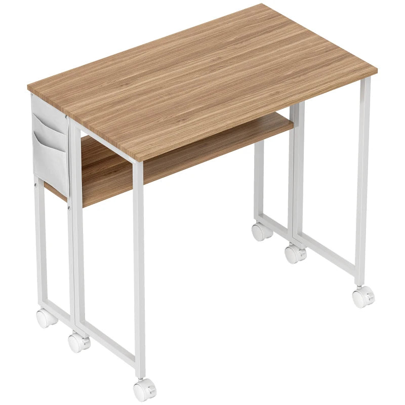 80 cm Drop Leaf Writing Desk - Natural Wood Finish, Space-Saving Home Office Table, Stylish and Functional Workstation