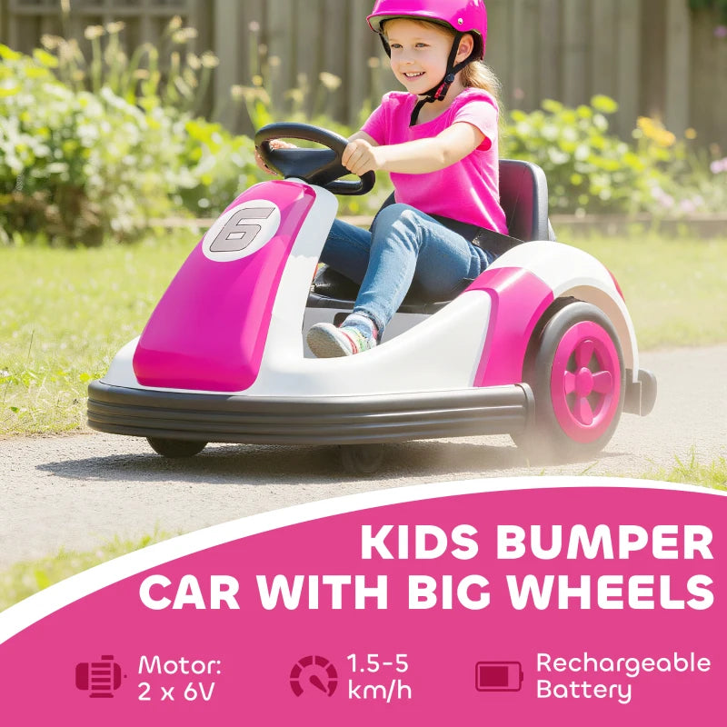Kids 360-Degree Rotating Bumper Car Electric Ride On Toy for Ages 3-8 Pink