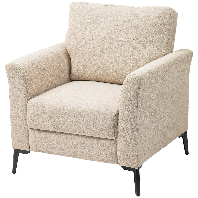 Beige Linen-Look Armchair for Stylish Living Room Decor