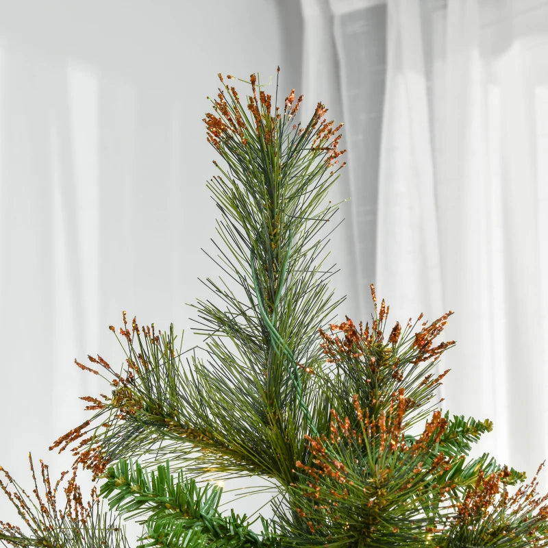 1.8m Pre-Lit Artificial Christmas Tree - 6ft Spruce with Warm White LED Lights & Metal Stand - Holiday Décor