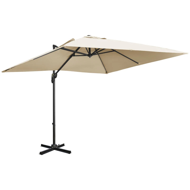 Square Overhanging Cantilever Umbrella - Cream White, 2.7m