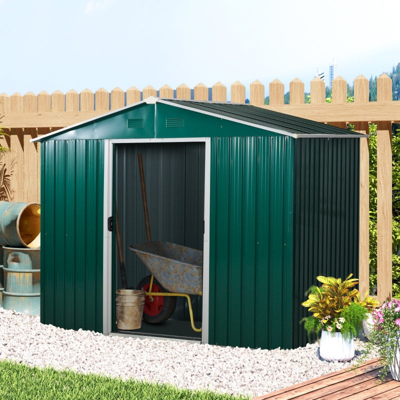 Dark Green Metal Garden Shed - 7.7 x 5.5ft