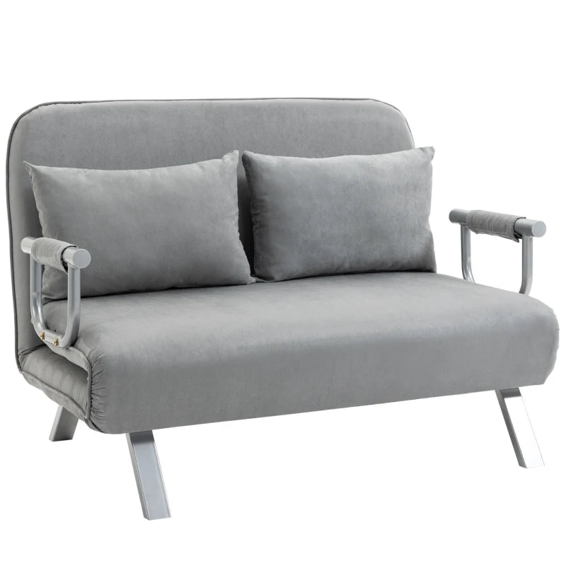 Light Grey Two-Seater Click-Clack Sofa Bed for Stylish Living Spaces