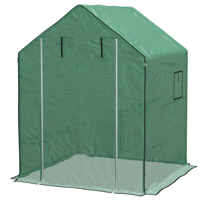 Greenhouse Cover Replacement with Roll-up Door and Windows, 140 x 143 x 190cm, Green