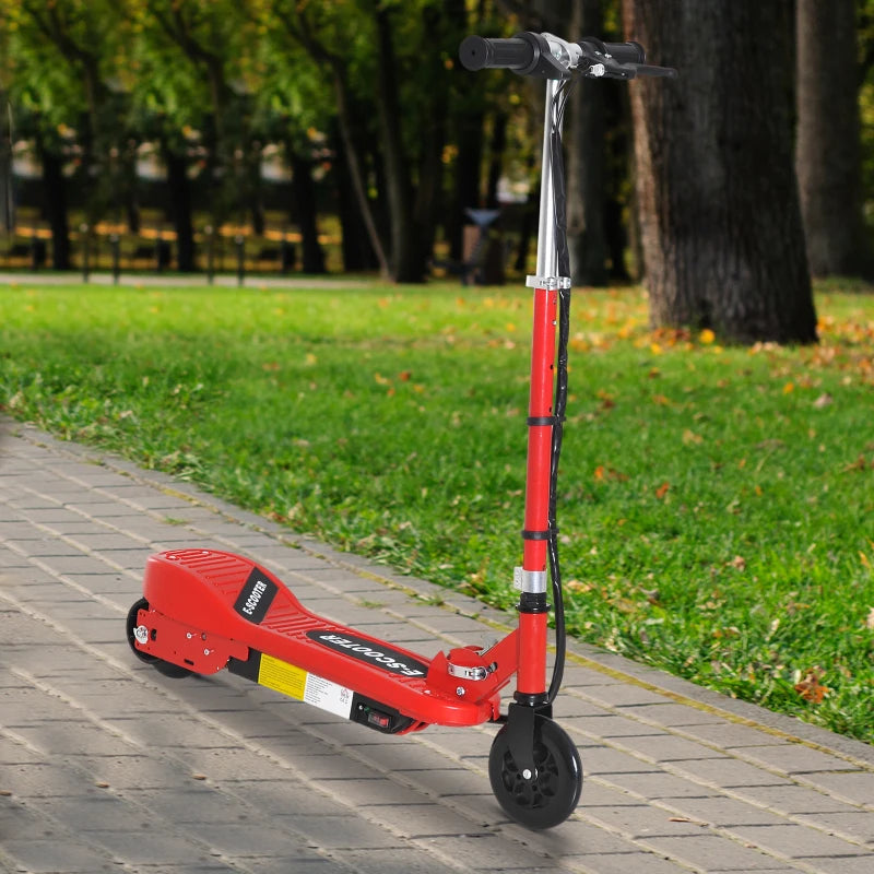 Folding Electric Kids Scooter for Ages 7-14 - Red/Black Ride-On Fun, Lightweight & Portable