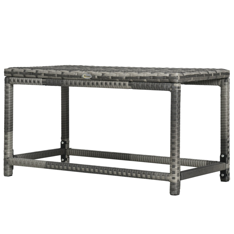 Grey Rattan Outdoor Side Table with Plastic Board - Patio & Balcony Furniture