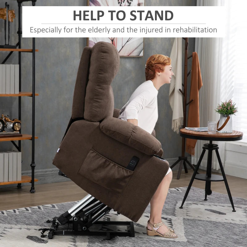 Electric Riser Recliner Chair for Elderly with Remote Control - Power Lift, Dark Brown