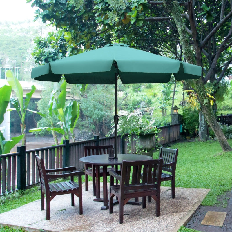 Green 2.7m Patio Garden Umbrella with Tilt and Crank