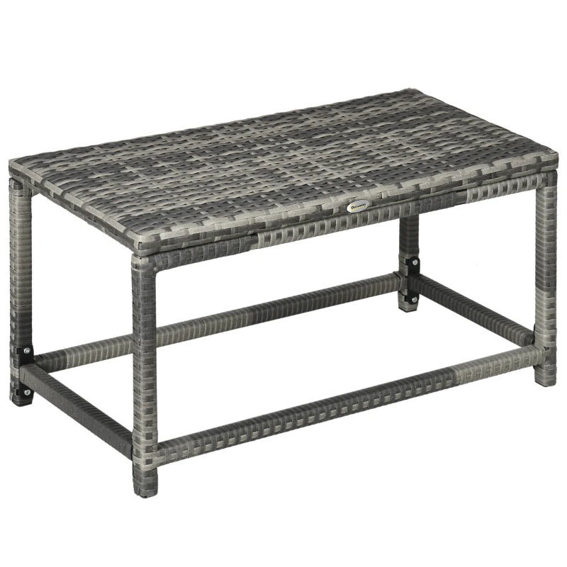 Grey Rattan Outdoor Side Table with Plastic Board - Patio & Balcony Furniture