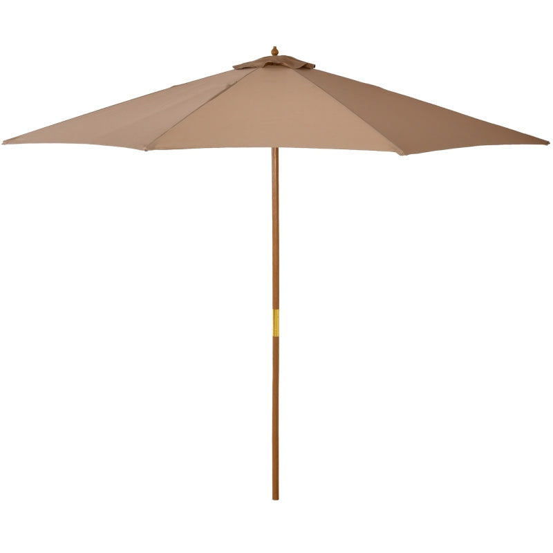 Khaki 3m Wooden Garden Umbrella with Bamboo Ribs