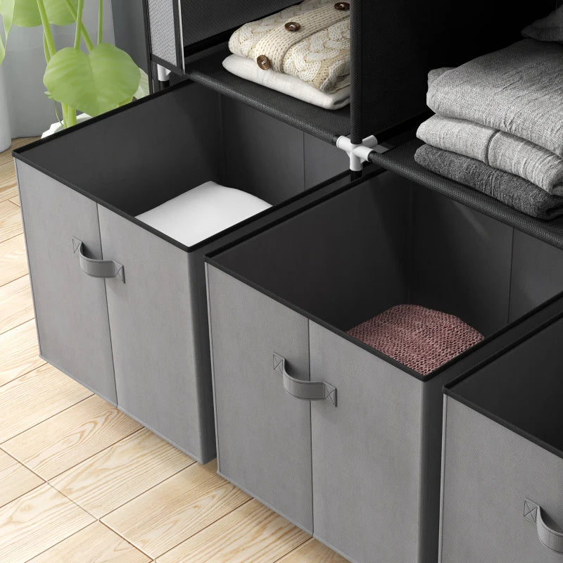 Portable Fabric Wardrobe with Shelves and Hanging Rails for Bedroom Storage Solutions