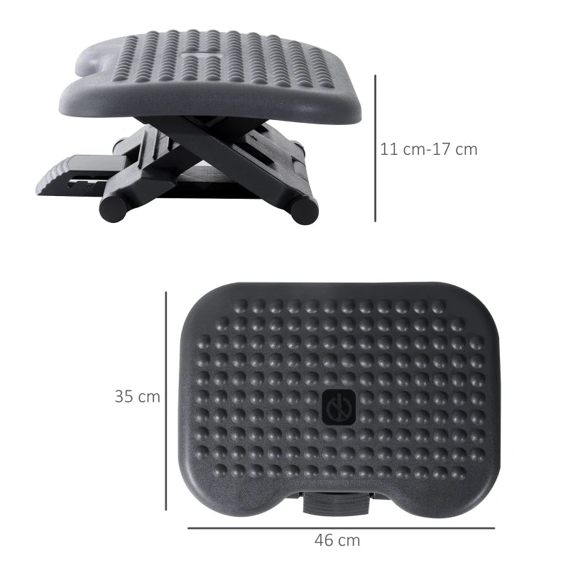 Adjustable Height & Angle Footrest - Charcoal Grey Tilting Platform for Home Office Comfort