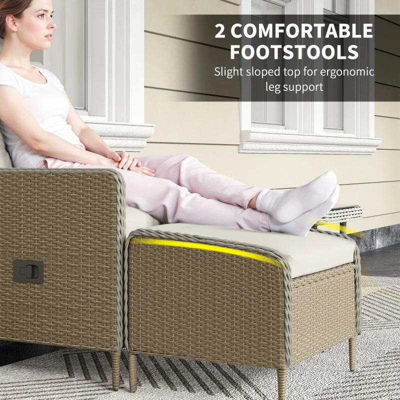 Five-Piece Light Grey Reclining Rattan Chair Set for Outdoor Relaxation