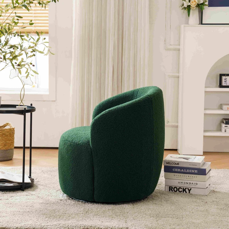 Ergonomic Dark Green Swivel Armchair with 360° Rotation for Reading Room, 64x64x71 cm