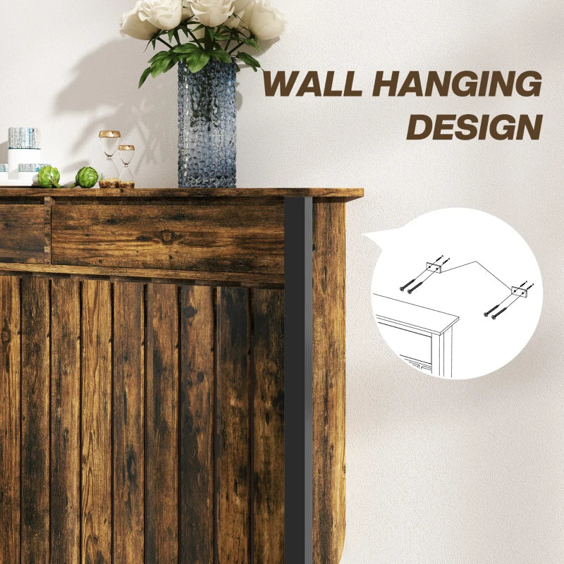 Rustic Style Radiator Cover 93 x 88.5cm Elegant Brown and Black Design
