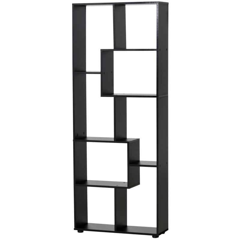 8 Tier Freestanding Bookcase Melamine Surface Anti Tipping Foot Pads Home Display Storage Grid Stand Bedroom Living Room Furniture Modern Black