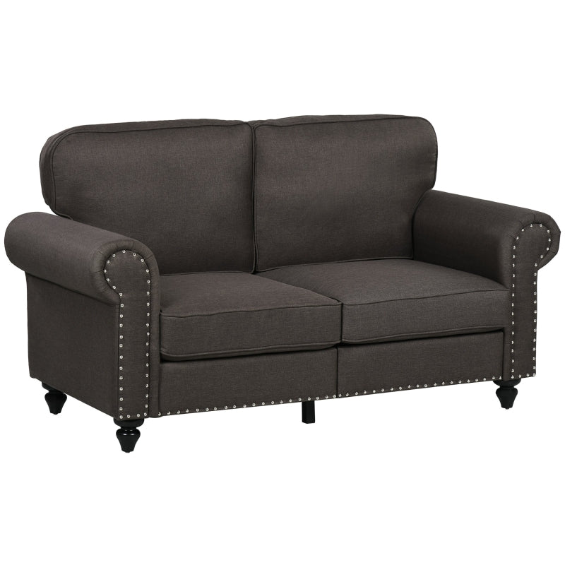 Mid-Century Two-Seater Sofa with Pocket Springs in Dark Brown - Stylish and Comfortable Seating