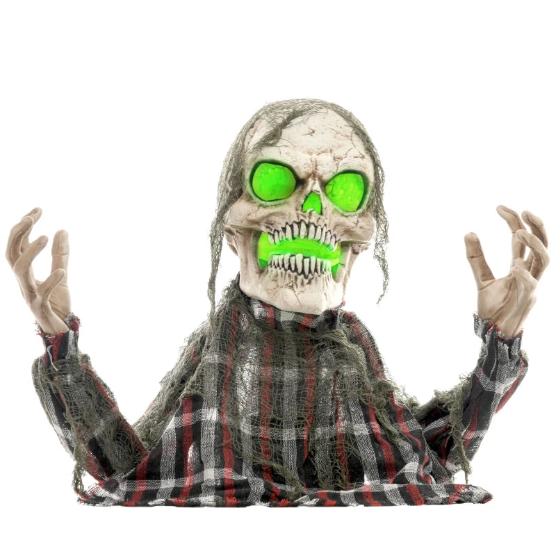 70cm Groundbreaker Skeleton Halloween Animatronic with Glowing Eyes - Spooky Outdoor Decoration for Haunted House