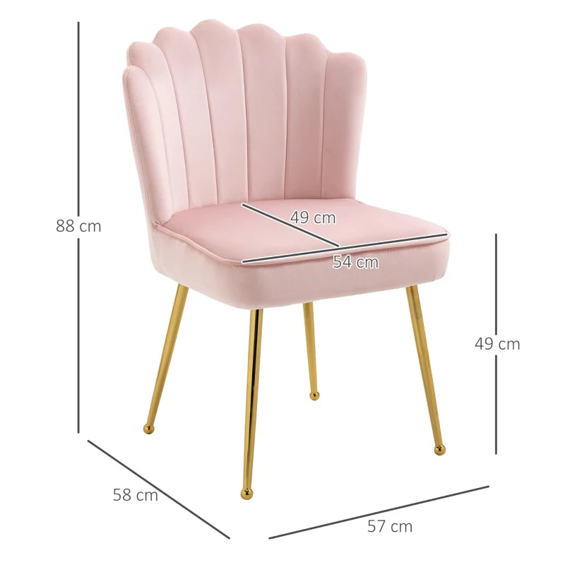 Velvet-Feel Shell Accent Chair in Pink for Stylish Home Decor
