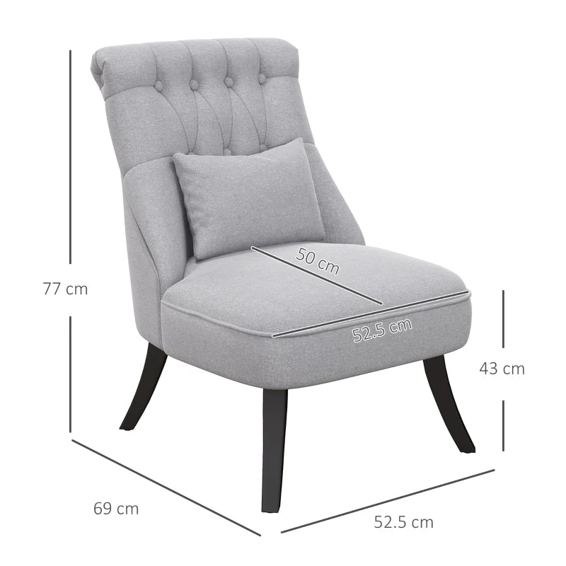 Stylish Grey Fabric Tub Chair with Pillow, Upholstered Single Sofa for Living Room and Bedroom, Set of 2