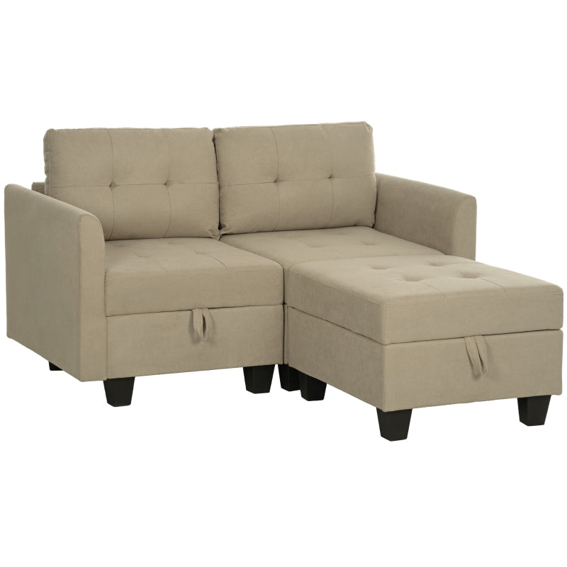 Light Brown 'L' Shape Modular Storage Sofa for Stylish Living Room Organisation