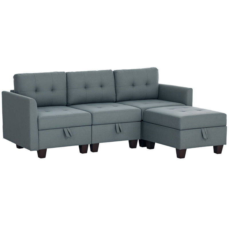 Dark Grey 'L' Shape Modular Sofa with Storage for Stylish Living Room
