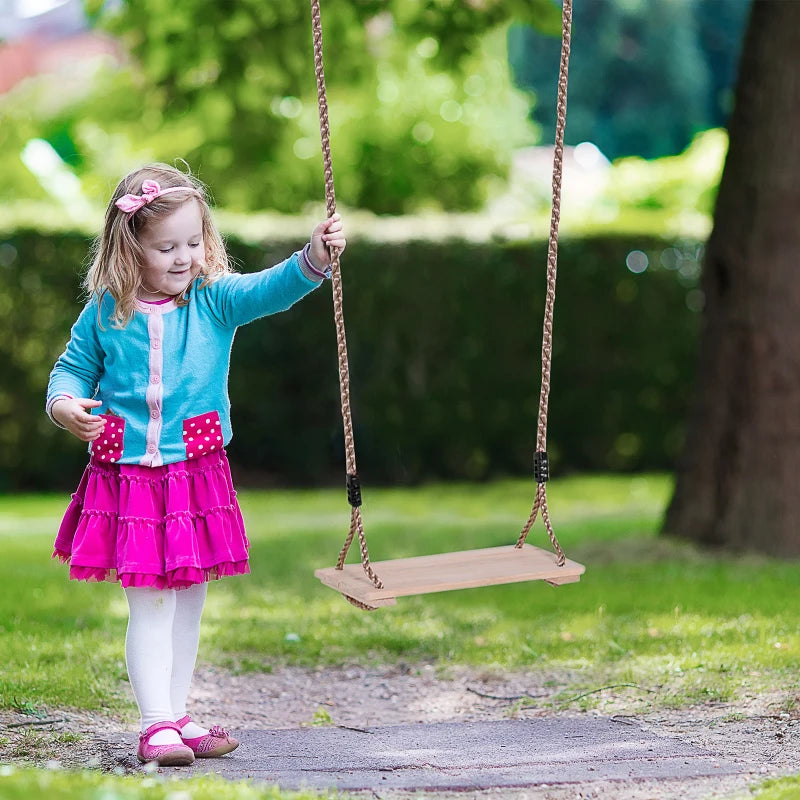 Natural Wood Kids Garden Swing Chair - Outdoor Toy