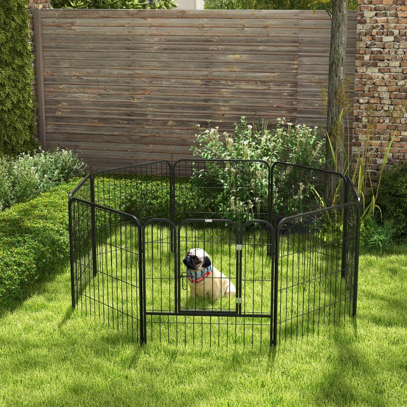 8 Panels Heavy Duty Puppy Playpen for Small & Medium Dogs - Indoor/Outdoor Use, Black, Durable Pet Enclosure