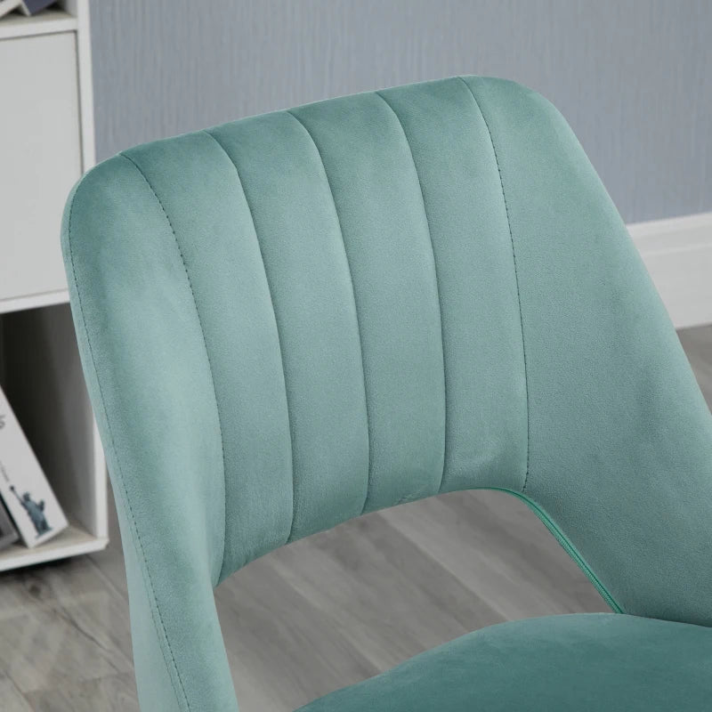 Vinsetto Green Velvet Mid Back Office Chair - Swivel Scallop Shape Computer Desk Chair for Home Study & Bedroom