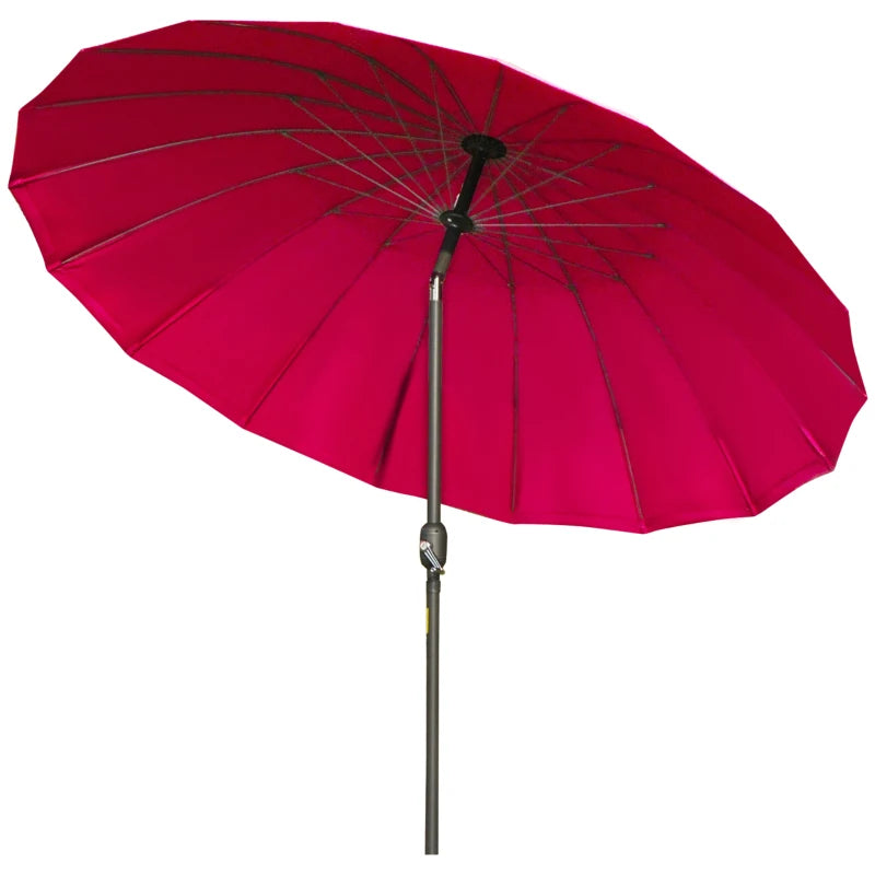 Red 2.5m Garden Parasol Umbrella with Crank & Tilt, Outdoor Sun Shade