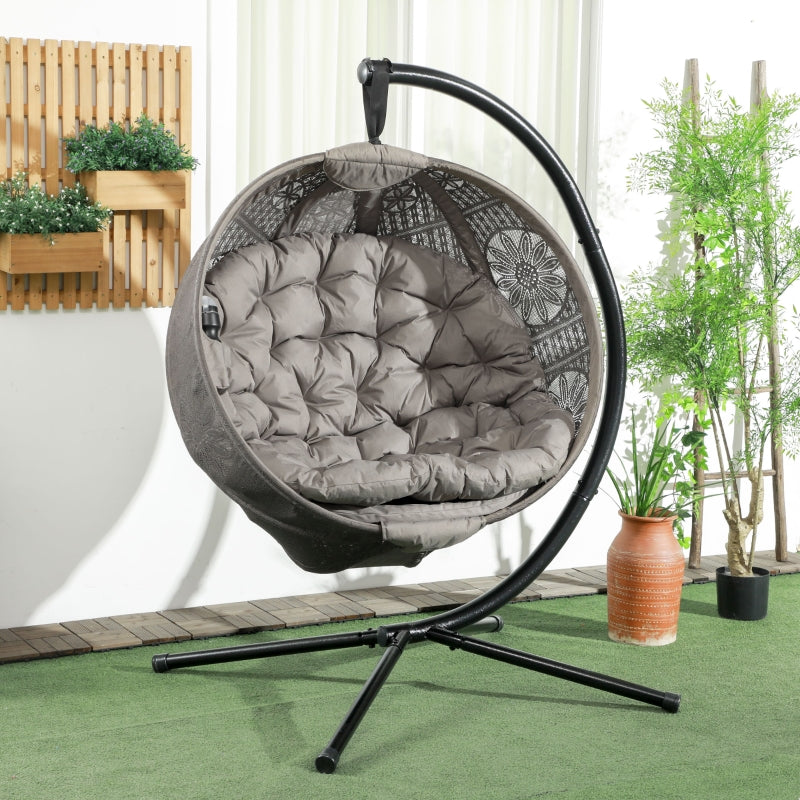 Steel Stand Round Egg Basket Chair - Black