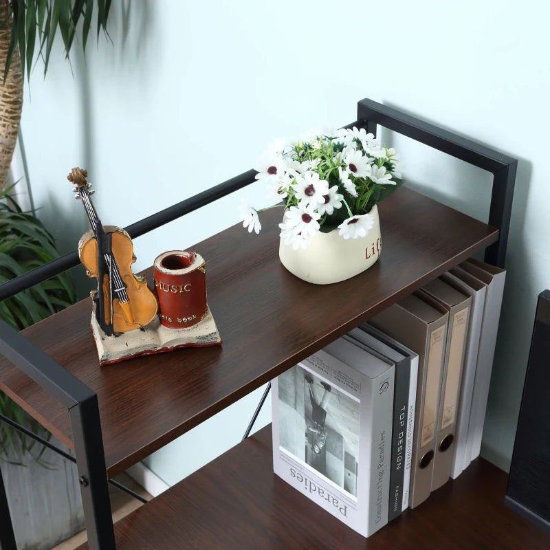 Industrial Reversible Computer Desk with Storage Shelves - Home Office Writing Desk, Easy Assembly, Walnut & Black, 120x64x121cm