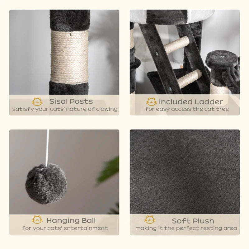 Adjustable Floor-to-Ceiling Cat Tree for Indoor Cats - 240-260cm Height, Stylish White Design, Perfect for Climbing & Play
