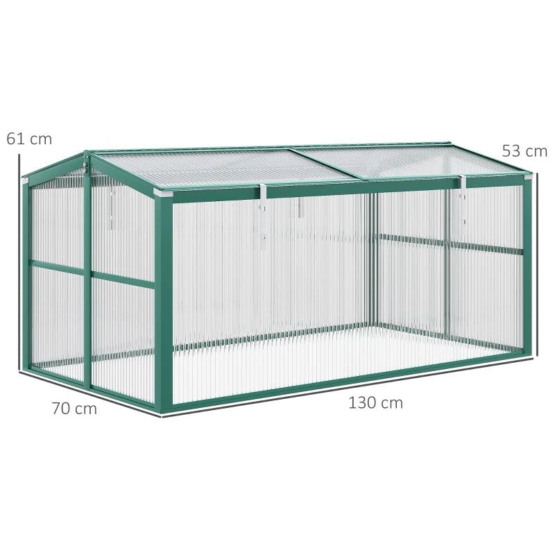 Green Aluminium Cold Frame Grow House for Flowers and Vegetables, 130x70x61cm