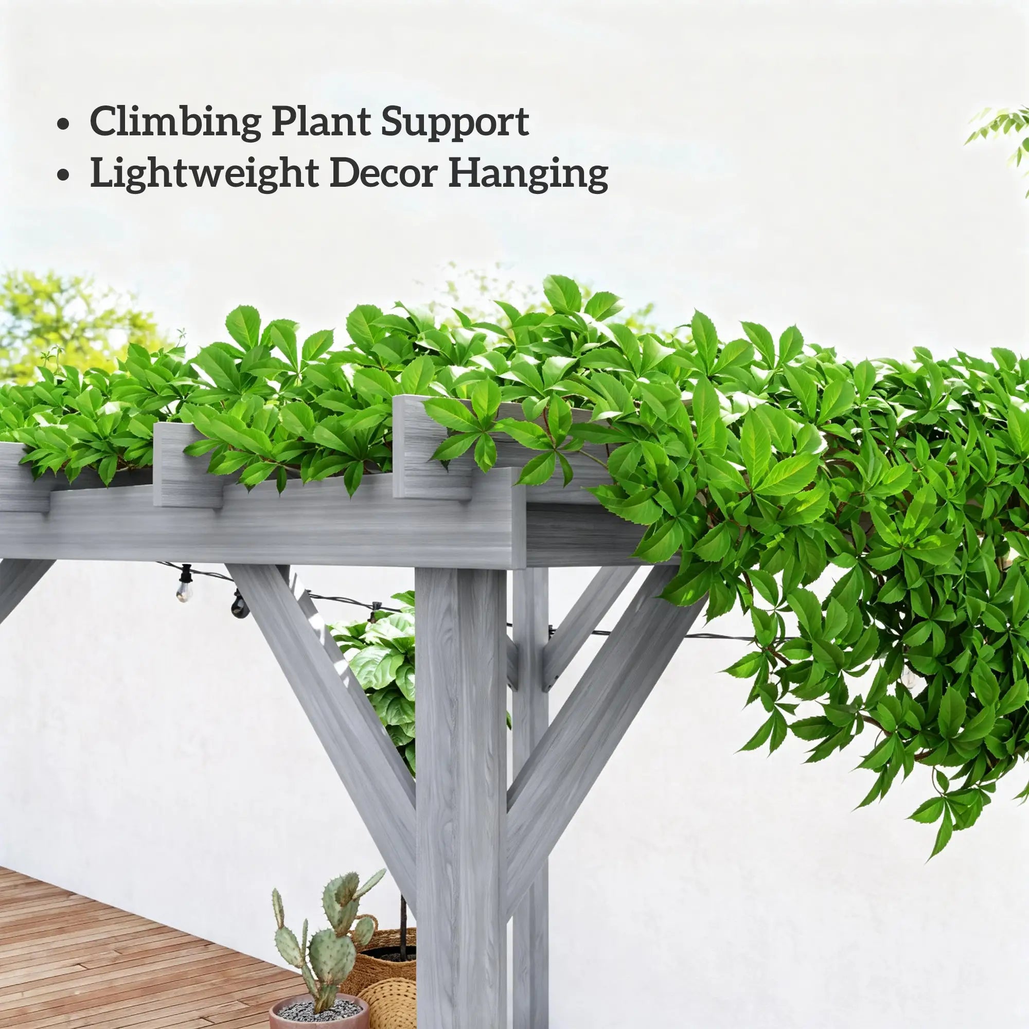 3m x 3m Wooden Pergola Kit Grey Garden Gazebo Shelter, Solid Fir Wood Outdoor Pergola with Stable Posts, Decorative Patio Arbour for Climbing Plants, Vines, Decking, Lawn & Garden Shade