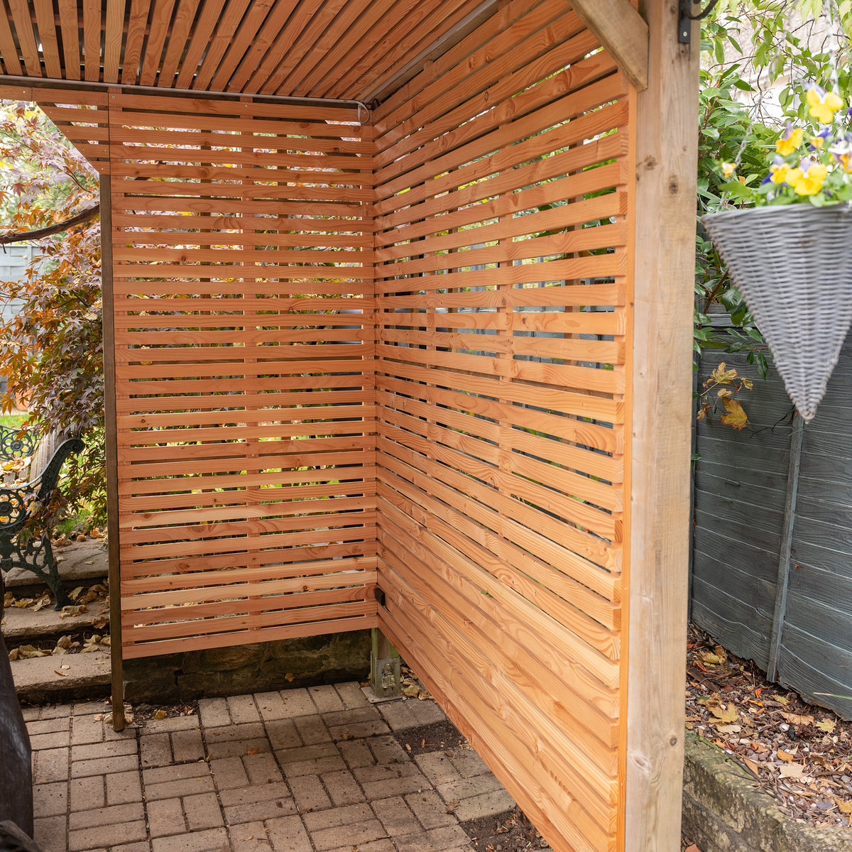 Larch Slatted Horizontal Fence Panels - Premium Timber Modern Garden Fencing